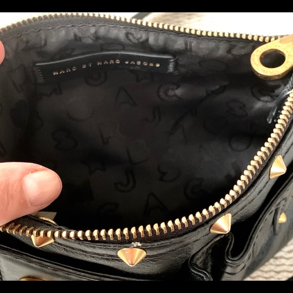Marc Jacobs bag turn lock black leather gold stud - Picture 3 of 6